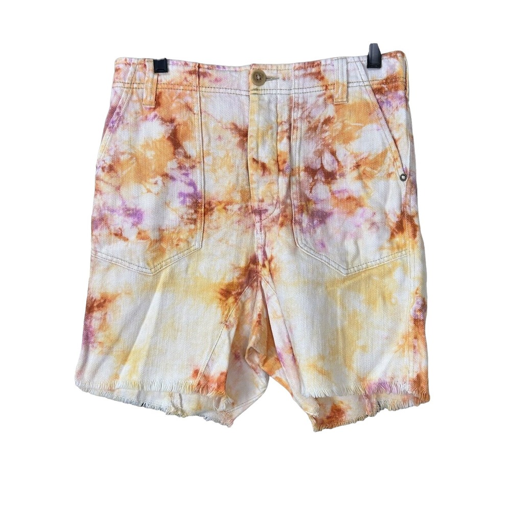 Free People Womens Shes a Legend Harem Shorts Orange Tie Dye Size 2 Bermuda U4